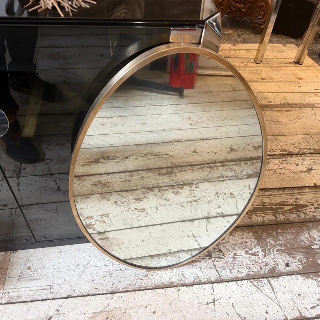 Brass 1950s Gio Ponti Style Mid-Century Modern Solid Brass Egg Shaped Wall Mirror For Sale - Image 8 of 13