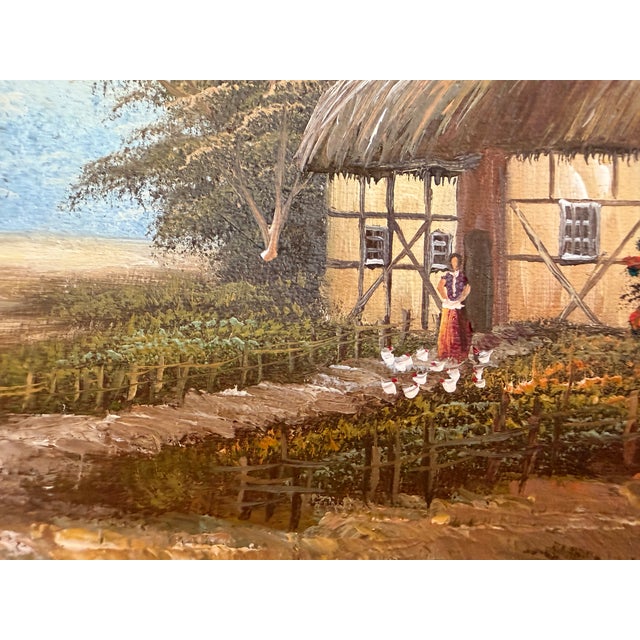 1960s Vintage European Coastal Village Oil Painting Signed Dated 1961 Framed Landscape For Sale - Image 5 of 13