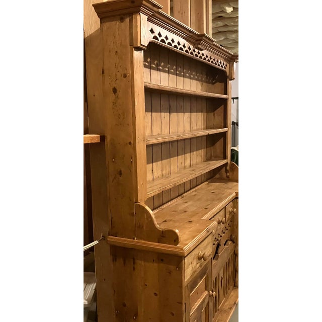 English Charming Antique English Knotty Pine Hutch For Sale - Image 3 of 6