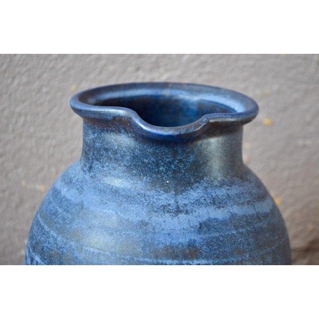 Blue Ceramic Pitcher Vase with Flow by Töpfer Julchen For Sale - Image 4 of 10