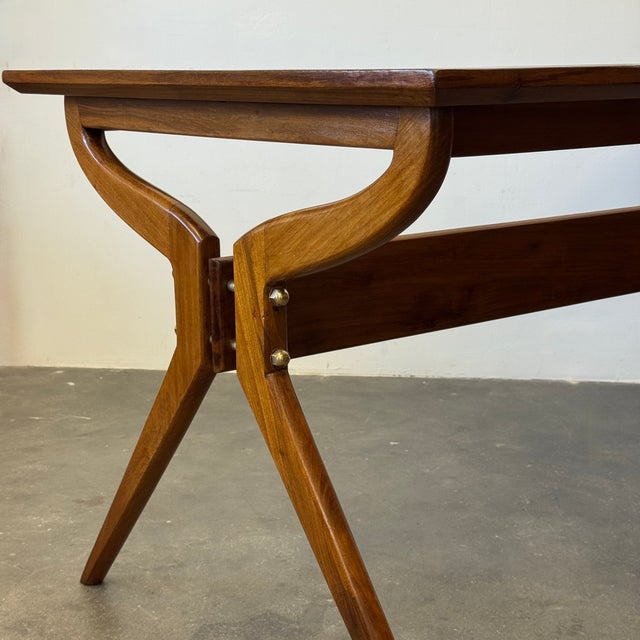 Teak and Glass Dining Table, 1950s For Sale - Image 4 of 12