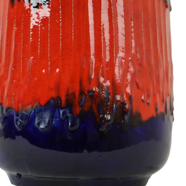 Blue and Orange Fat Lava Vase from Scheurich Keramik, West Germany, 1960s For Sale - Image 9 of 11