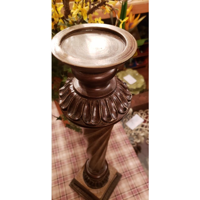1980s Large Ceramic Twisted Candle Holder on Pedestal For Sale In Saint Louis - Image 6 of 8