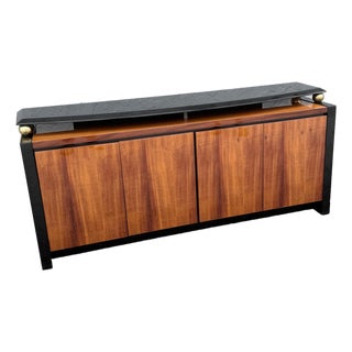 Vintage “Elan” Black Lacquered Koa Wood Credenza by Henredon For Sale