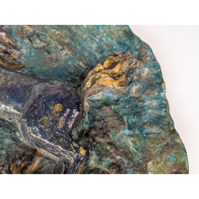 Ceramic Large Mid-Century Handmade Ceramic Horses Wall Sculpture by Angelo Ungania, 1960s For Sale - Image 7 of 17