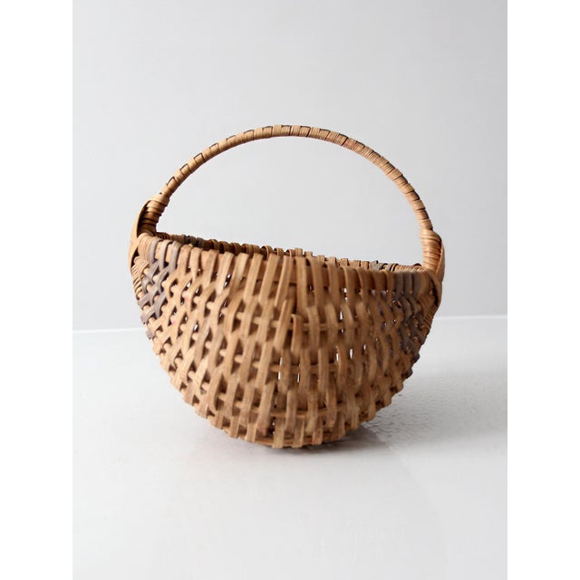 Wood Vintage Handmade Buttocks Basket For Sale - Image 7 of 12