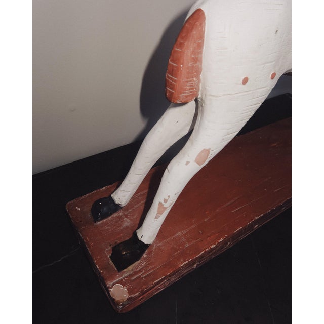 Wood 20th Century Hand Carved Folk Art Painted Wooden Horse Sculpture For Sale - Image 7 of 8