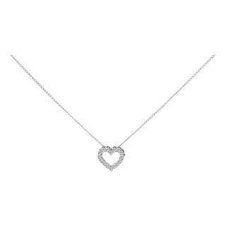 14K White Gold 1/2 Carat Lab Grown Diamond Heart Shape Pendant Necklace For Sale