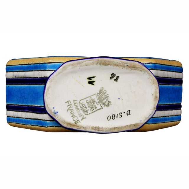 Blue Longwy Art Deco Pottery Vase For Sale - Image 8 of 9