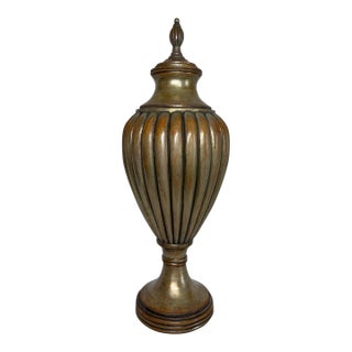 Uttermost Tall Lidded Jar Urn Antique Gold Finish For Sale