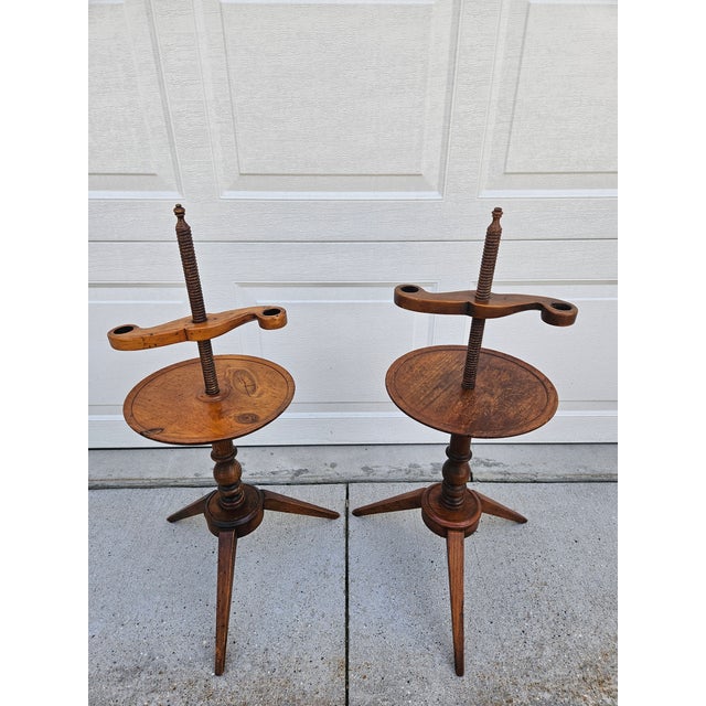 Mid 20th Century Vintage Wooden Spindle Adjustable Floor Candle Stands For Sale - Image 5 of 15