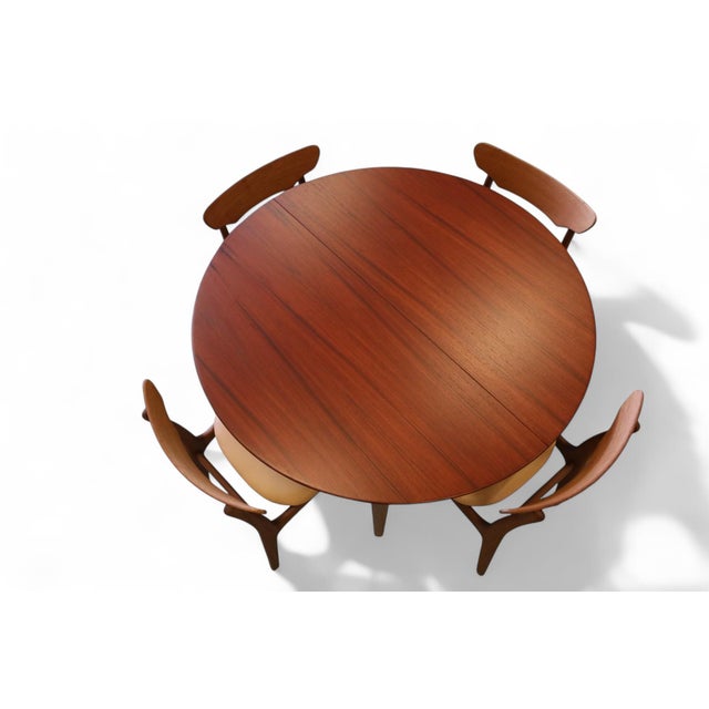 Round Extendable Dining Table in Teak by Henning Kjærnulf for Sorø Stolefabrik, Denmark, 1960s For Sale - Image 6 of 18