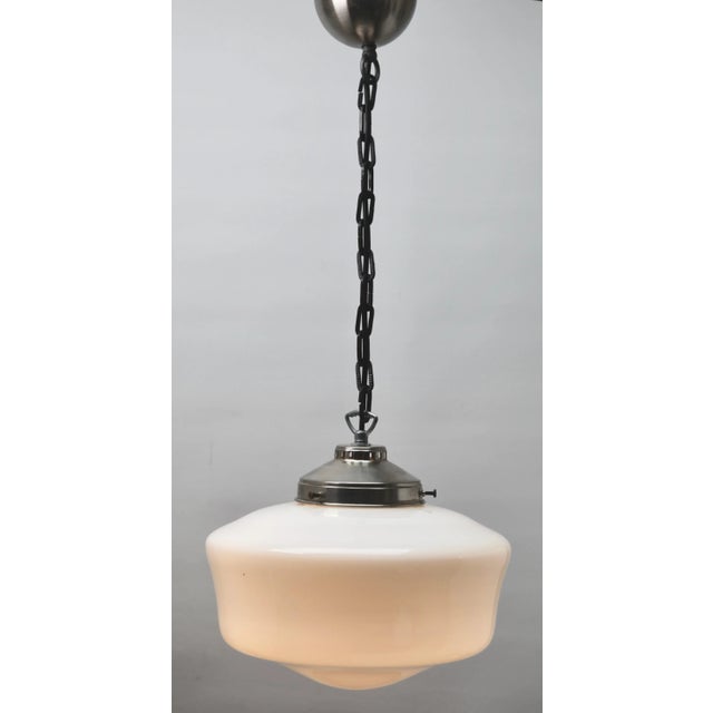 Dutch Pendant Lamp with Opaline Shade, 1930s For Sale - Image 3 of 11