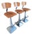Mid-Century Modern Industrial Swivel Workshop Chairs in Wood and Metal, 1970s, Set of 3 For Sale