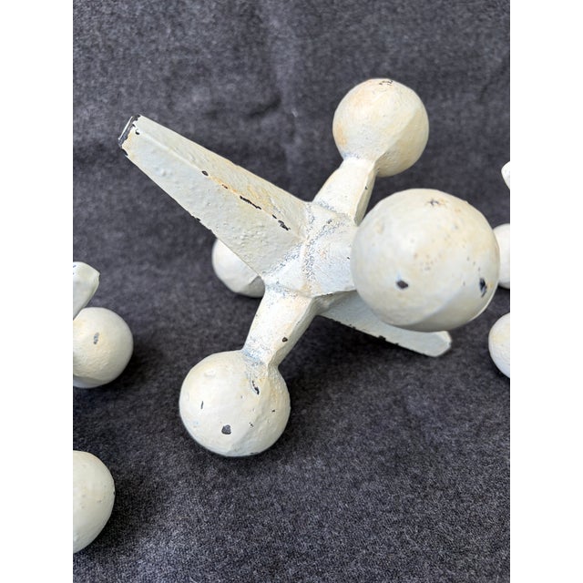 1990s Off White Cast Iron Jacks Set of 3 Decorative Objects For Sale - Image 16 of 17