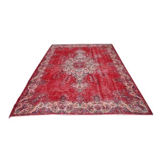 1960s Vintage Turkish Oushak Rug - 7′2″ × 10′5″ For Sale