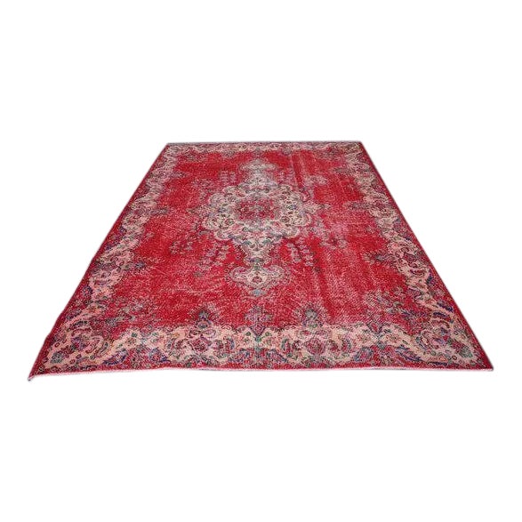 1960s Vintage Turkish Oushak Rug - 7′2″ × 10′5″ For Sale