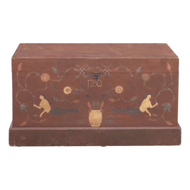 Early 20th Century Folk Painted Storage Trunk | Pennsylvania Dutch Style For Sale