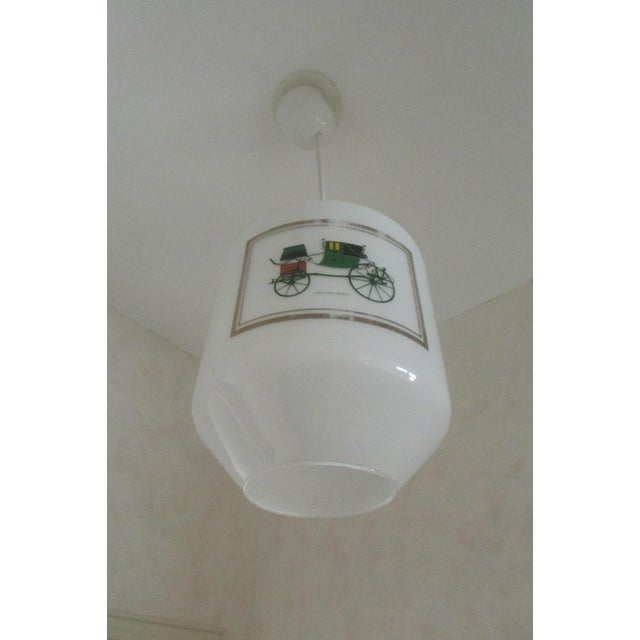 White Vintage Suspension Light in Opaline, 1950s For Sale - Image 8 of 10