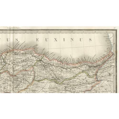 Antique Hand-Colored Engraved Map of Asia, Turkey and Levant by Lapie, 1838 For Sale - Image 6 of 9