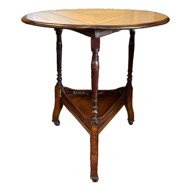 Triangular Rosewood Late Victorian Drop Leaf Table - Late 19th Century For Sale