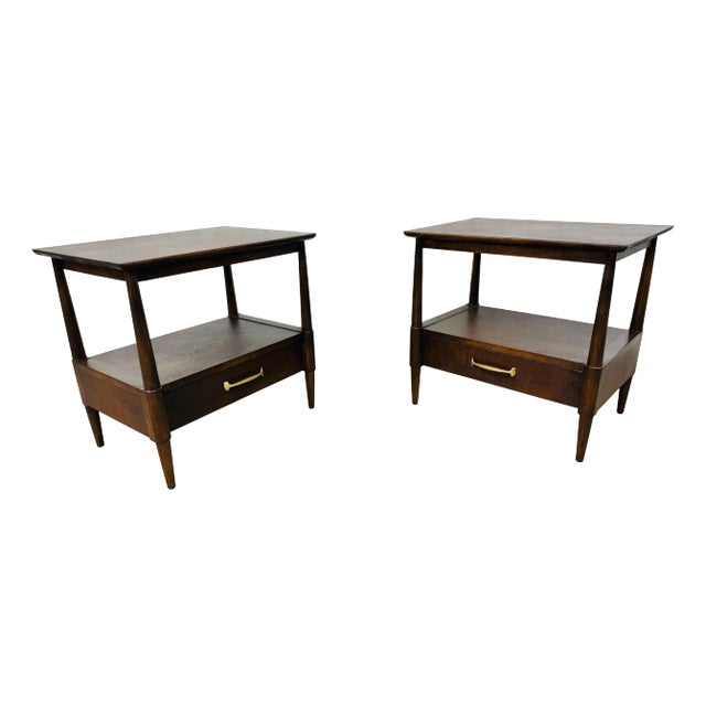 Mid-Century Modern Drexel Walnut Nightstands - Set of 2 For Sale