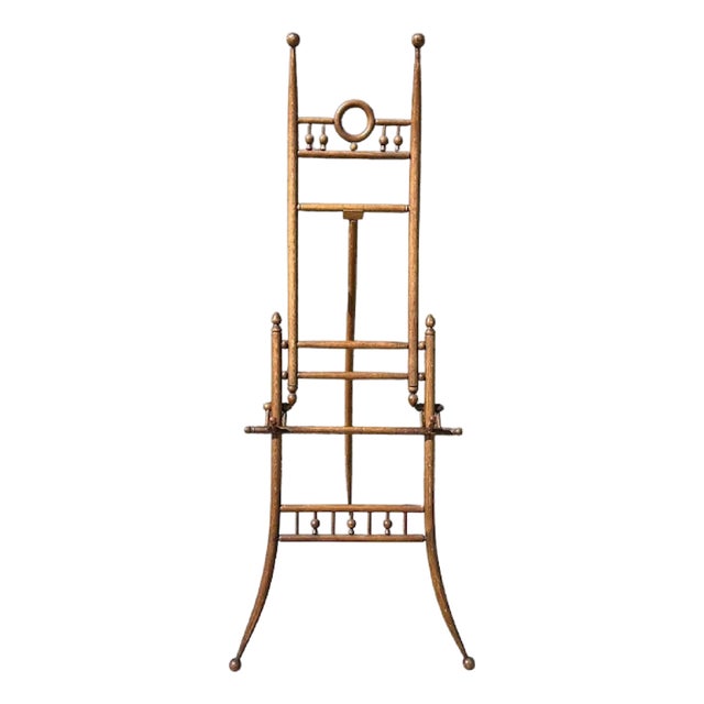 Antique Oak Ball & Stick Easel: Victorian Eastlake Style For Sale