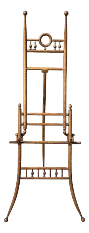 Antique Oak Ball & Stick Easel: Victorian Eastlake Style