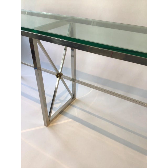 1980s Chrome/Glass Classical “X” Console For Sale In New York - Image 6 of 11