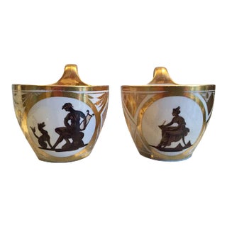 1800 - 1805 English Georgian Coalport Tea Cups - A Pair For Sale