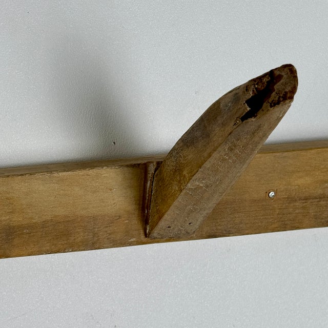 Mid 20th Century Unusual Vintage Set of 3 Wall Mounted Rustic Racks With Spike Hooks in Blond Wood For Sale - Image 5 of 11