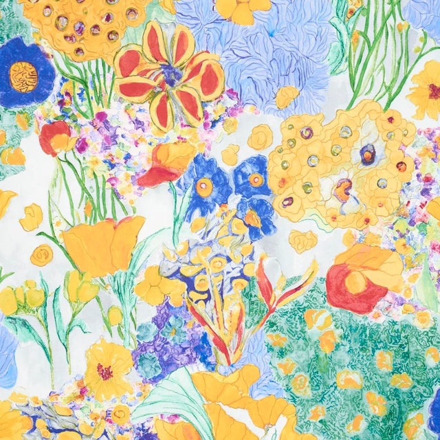 Schumacher Frank's Garden Wallpaper in Primary For Sale