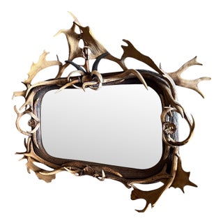 Antler Mirror German Antique For Sale