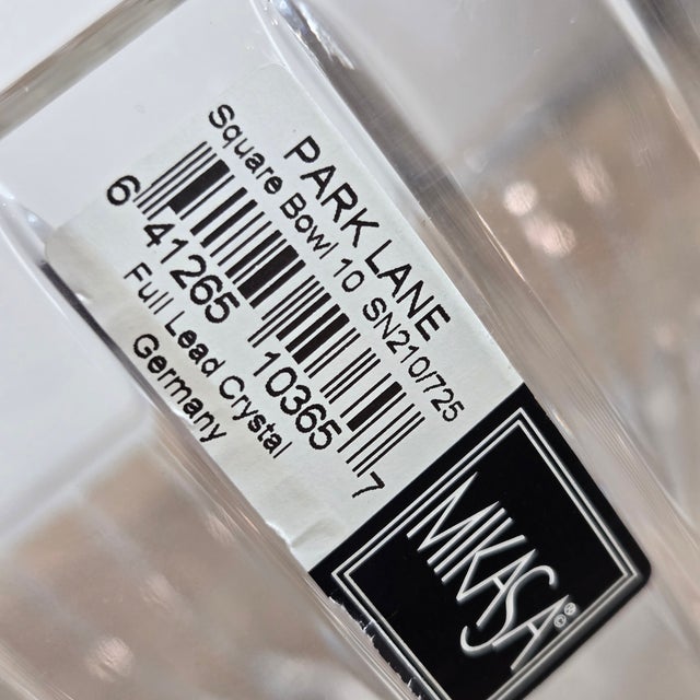Contemporary Mikasa Park Lane Square Crystal Bowl Serving Heavy 10" New Contemporary For Sale - Image 3 of 5