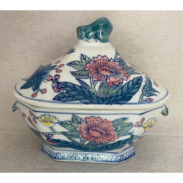 Vintage Ceramic Floral Gravy Boat With Lid and Ladle Chairish