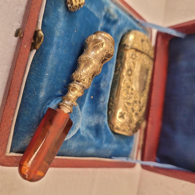 Napoleon III Pipe/Tobacco Set in Gilt Brass, France, 19th Century, Set of 4 For Sale - Image 10 of 17