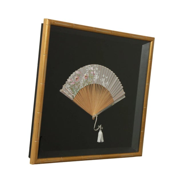 Faux Bamboo Framed Vintage Japanese Fan For Sale - Image 13 of 13