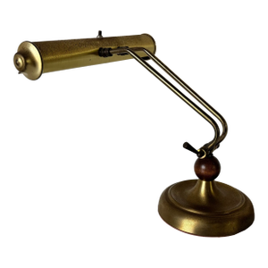 Vintage Brass Adjustable Student/Piano Desk Lamp With Perforated Shade