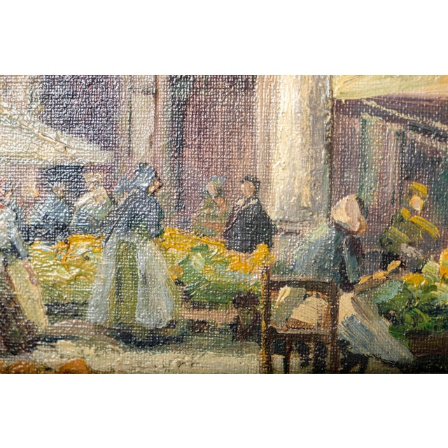 Early 20th Century Large European Flower Market Oil Painting, Signed H. Johannsen, Ornate Gilt Frame For Sale - Image 12 of 17