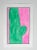 Small contemporary 2020 watercolor on paper green cactus with pink background painting, by David Grinnell (21st century)...