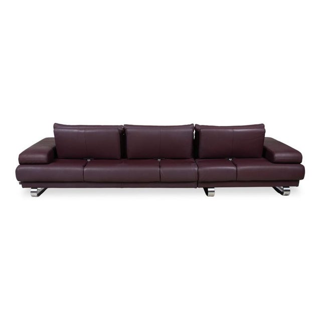 Leather Chrome Harry Corner Sofa in Bordeaux Aubergine with Manual Function from Ewald Schillig For Sale - Image 15 of 18