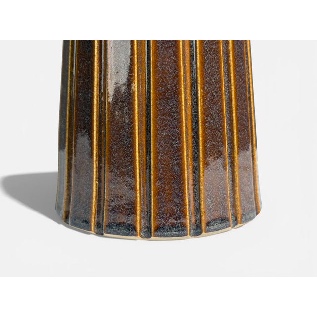 Bruno Karlsson, Large Table Lamp, Brown Stoneware, Sweden, 1960s For Sale - Image 10 of 10