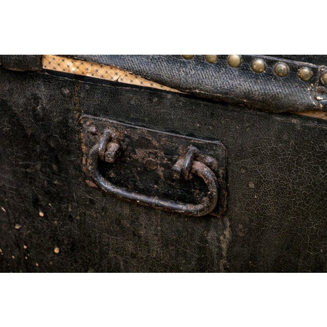 Wood Antique Leather Stage Coach Traveling Trunk For Sale - Image 7 of 16