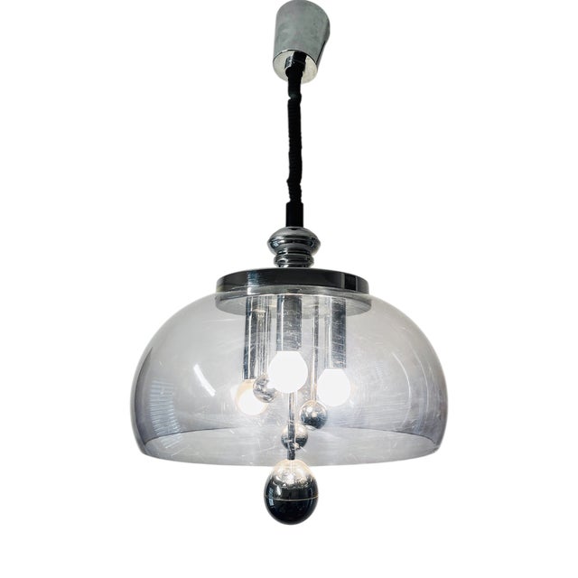 Space Age Acrylic Glass and Chrome Sputnik Ceiling Lamp, 1970s For Sale