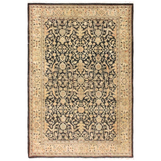 Boho Chic Charcoal/Beige Wool Rug - 4'2'' X 5'10'' For Sale - Image 10 of 10