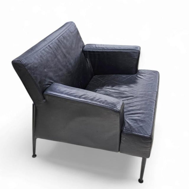 Meo 357 Armchair in Black Leather by Dan Ihreborn for Kinnarps, Sweden, 1990s For Sale - Image 3 of 5