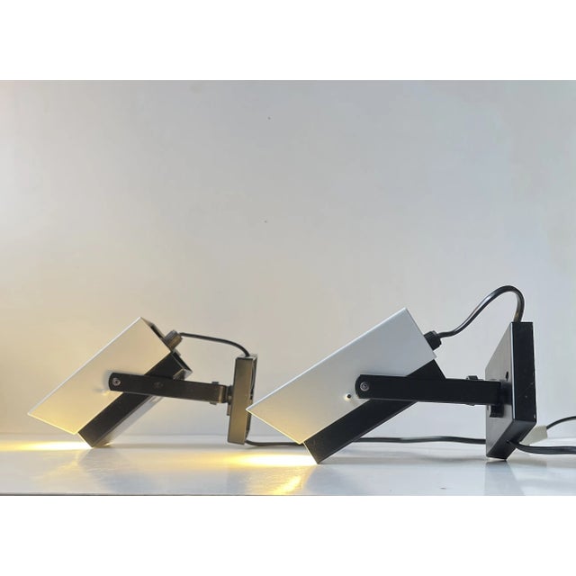 Vintage Danish Pop Art Wall Lamps in Black & White Steel by Davis Lampe, 1970s, Set of 2 For Sale - Image 3 of 8