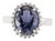 Antique Iolite Halo Ring With Diamond Accents in 925 Sterling Silver - Size 8.5 For Sale