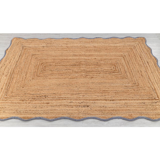 3x5Ft. Grey Wave Scallop Jute Rug For Sale - Image 6 of 10
