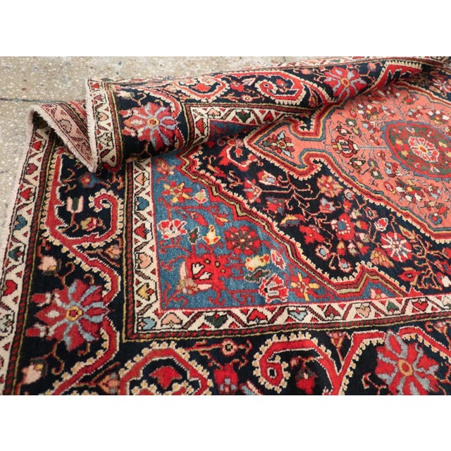 Salmon Galerie Shabab Collection Early 20th Century Persian Sarouk Throw Rug For Sale - Image 8 of 8